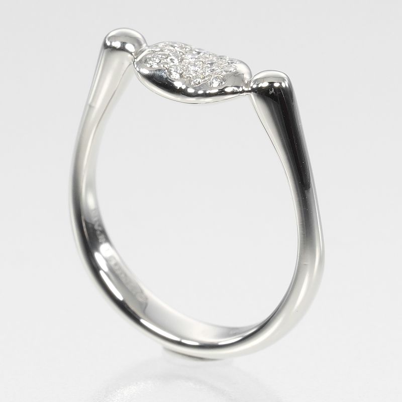 Tiffany & Co Bean Pt950platinum And Pavé Diamonds Size 10.5 Ladies 5.5g Ring