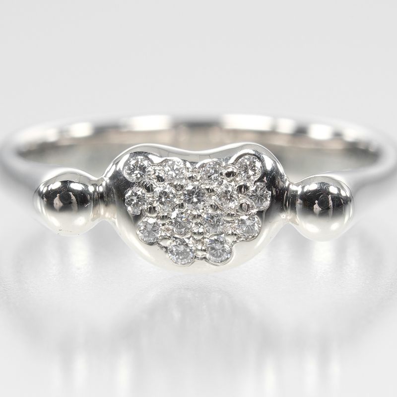 Tiffany & Co Bean Pt950platinum And Pavé Diamonds Size 10.5 Ladies 5.5g Ring