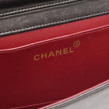 Chanel Shoulder Bag Mini Matelasse Full Flap Black Lambskin Matelasse Push Lock