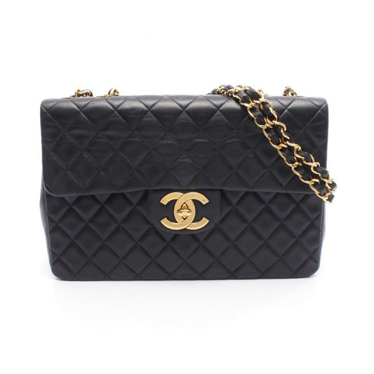 Chanel Shoulder Bag Deca Matelasse 34 A01094 Black Lambskin Deca Matelasse
