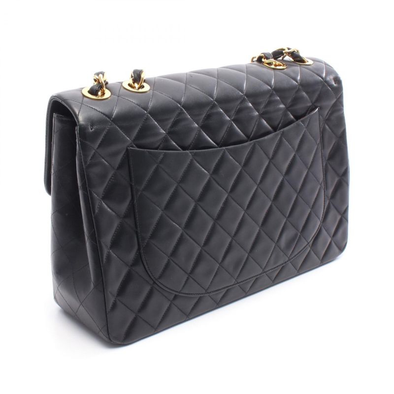 Chanel Shoulder Bag Deca Matelasse 34 A01094 Black Lambskin Deca Matelasse