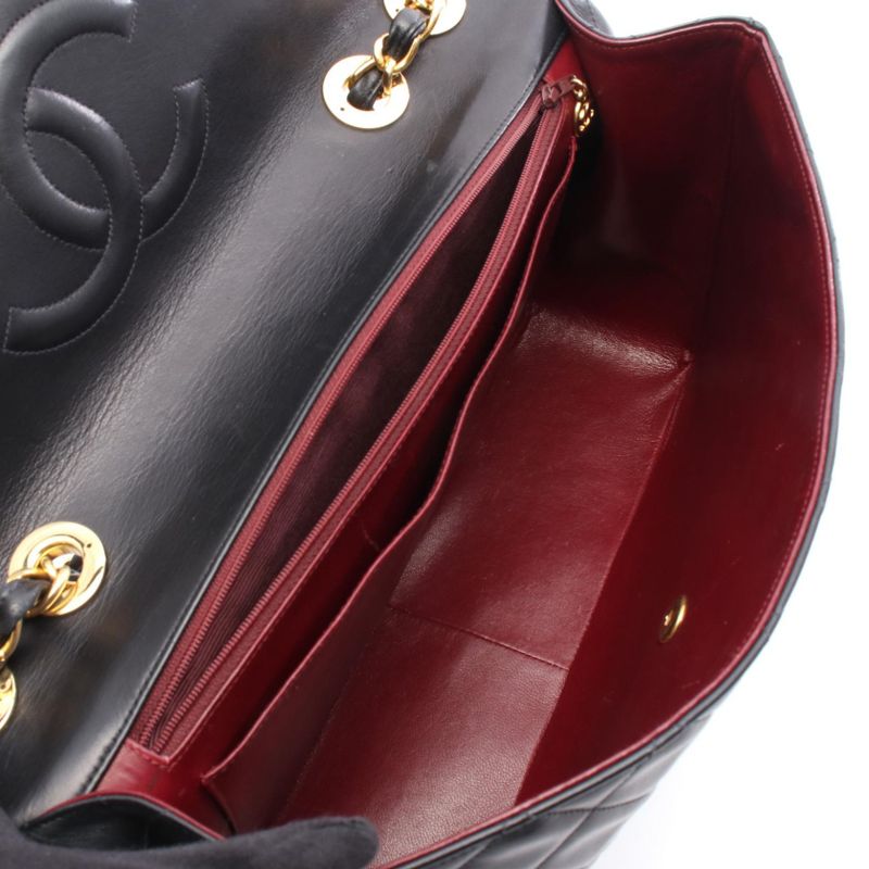 Chanel Shoulder Bag Deca Matelasse 34 A01094 Black Lambskin Deca Matelasse