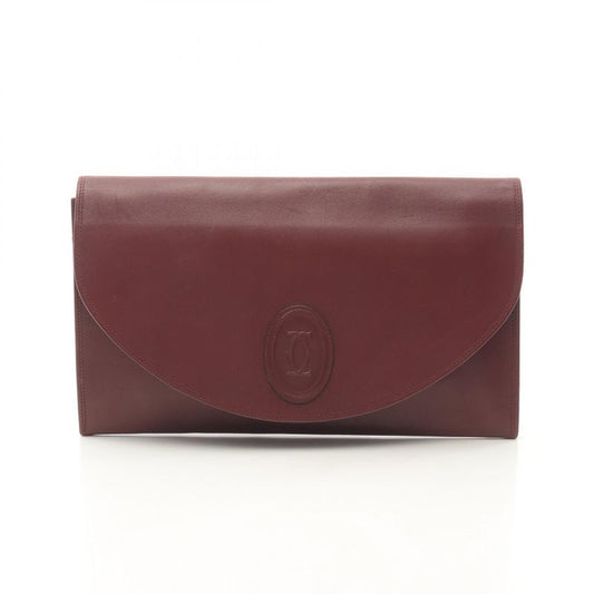 Cartier Second Bag Clutch Bag Must Line Bordeaux Leather Clutch Bag Ladies Used