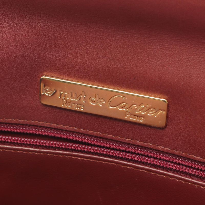 Cartier Second Bag Clutch Bag Must Line Bordeaux Leather Clutch Bag Ladies Used