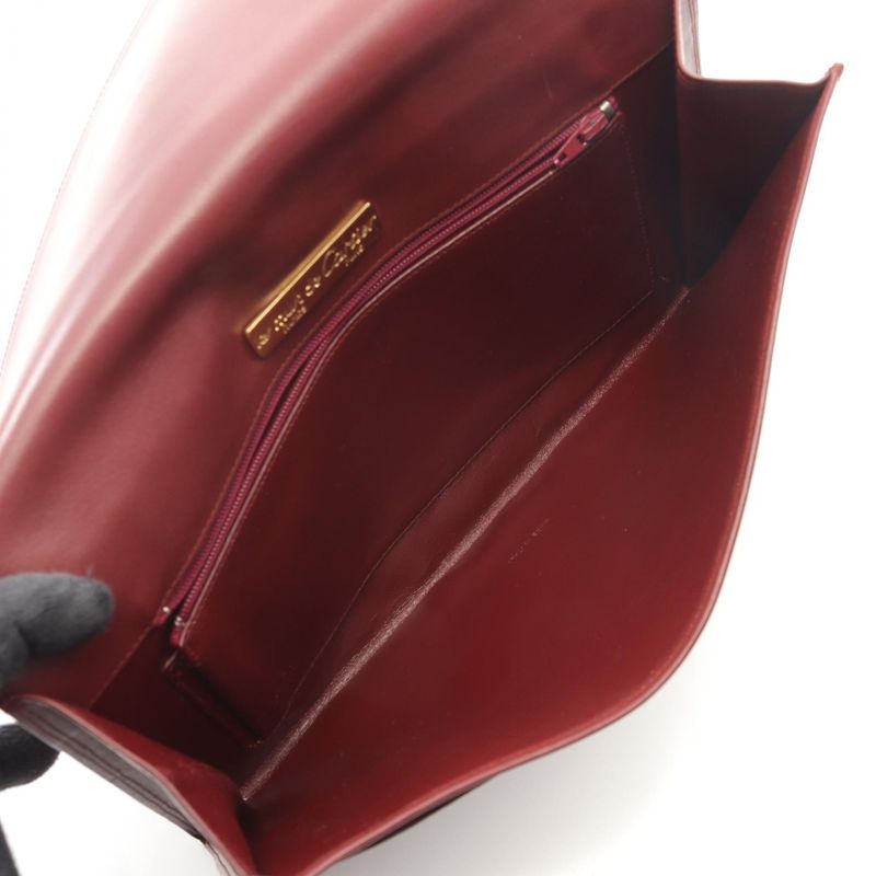 Cartier Second Bag Clutch Bag Must Line Bordeaux Leather Clutch Bag Ladies Used