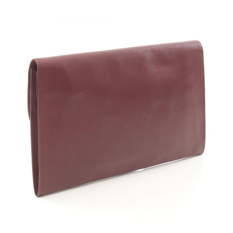 Cartier Second Bag Clutch Bag Must Line Bordeaux Leather Clutch Bag Ladies Used