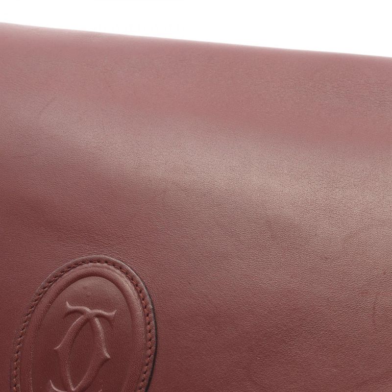 Cartier Second Bag Clutch Bag Must Line Bordeaux Leather Clutch Bag Ladies Used