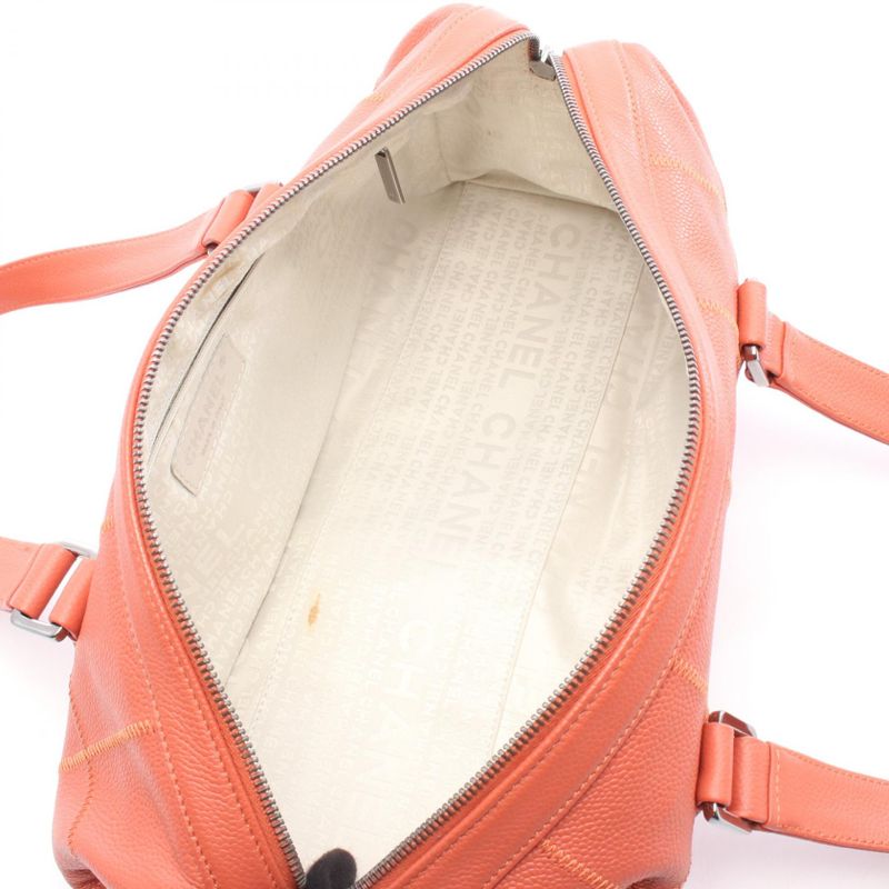 Chanel Boston Bag Chocobar Dark Orange Leather Chocobar Boston Bag Ladies Used A