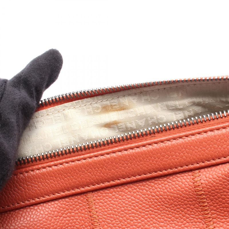 Chanel Boston Bag Chocobar Dark Orange Leather Chocobar Boston Bag Ladies Used A