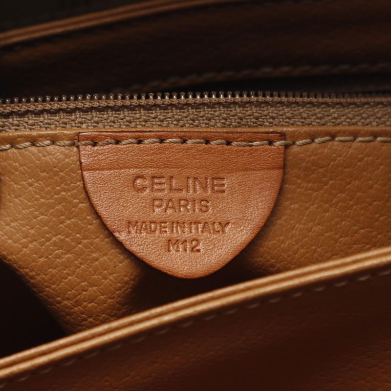 Celine Shoulder Bag Macadam Beige/brown PVC Coated Canvas Leather Macadam