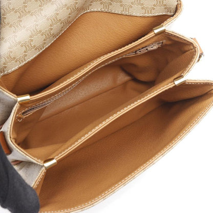 Celine Shoulder Bag Macadam Beige/brown PVC Coated Canvas Leather Macadam