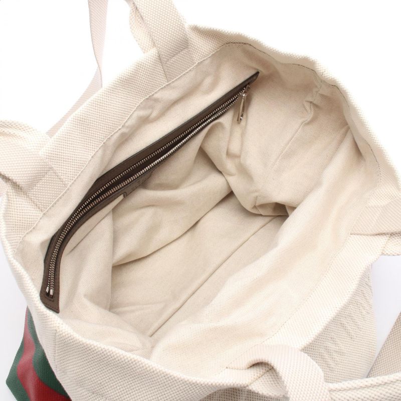 Gucci Tote Bag Sherry Line 782741 White/green Canvas Sherry Line 2way Tote Bag