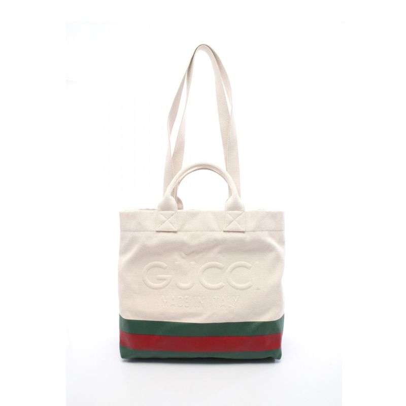 Gucci Tote Bag Sherry Line 782741 White/green Canvas Sherry Line 2way Tote Bag