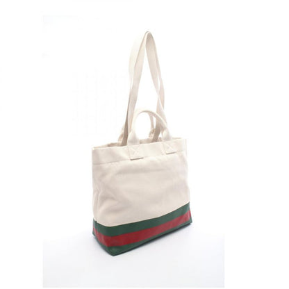 Gucci Tote Bag Sherry Line 782741 White/green Canvas Sherry Line 2way Tote Bag
