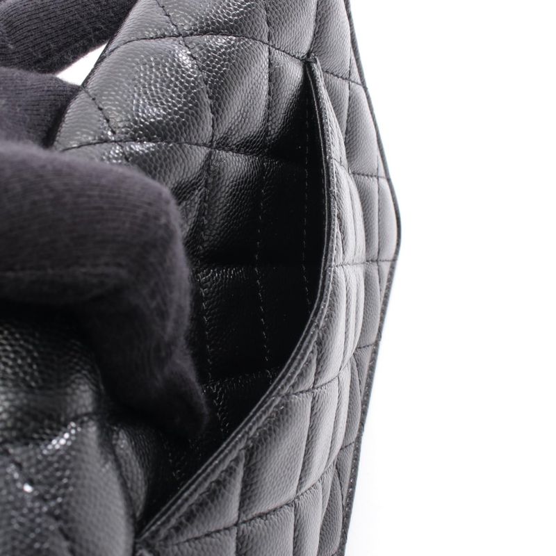 Chanel Shoulder Bag Matelasse Black Leather Matelasse Chain Wallet Ladies Used A