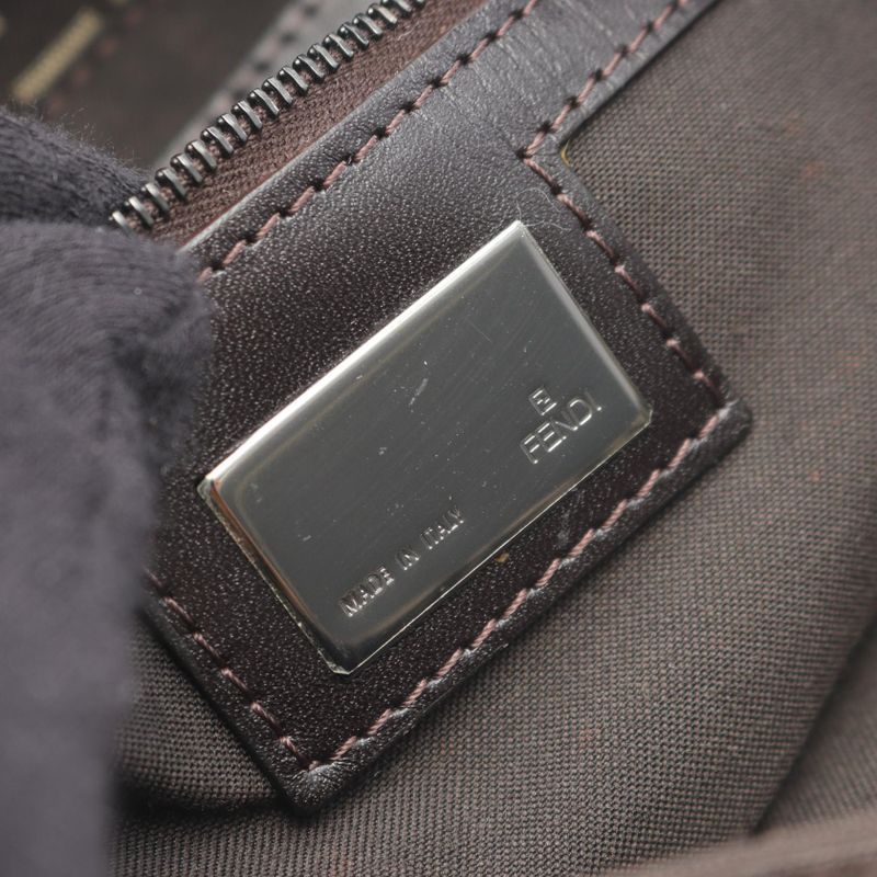 Fendi Shoulder Bag Mamma Bucket Zucchino 8br001 Dark Brown Canvas Leather