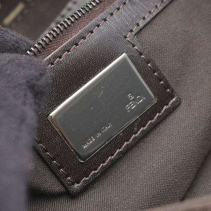 Fendi Shoulder Bag Mamma Bucket Zucchino 8br001 Dark Brown Canvas Leather