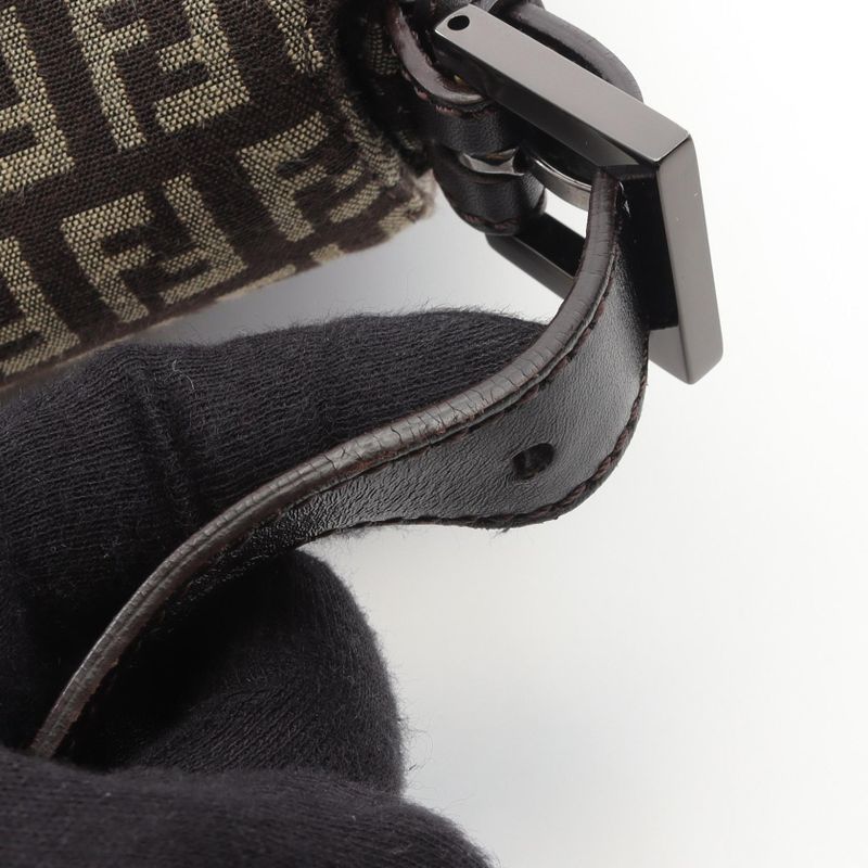 Fendi Shoulder Bag Mamma Bucket Zucchino 8br001 Dark Brown Canvas Leather