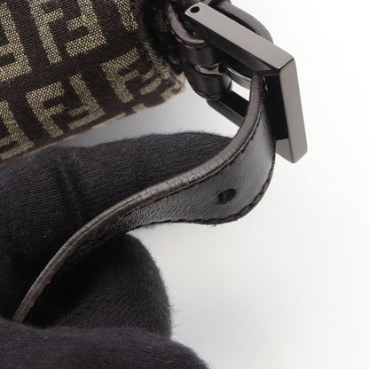 Fendi Shoulder Bag Mamma Bucket Zucchino 8br001 Dark Brown Canvas Leather