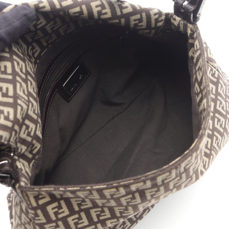 Fendi Shoulder Bag Mamma Bucket Zucchino 8br001 Dark Brown Canvas Leather