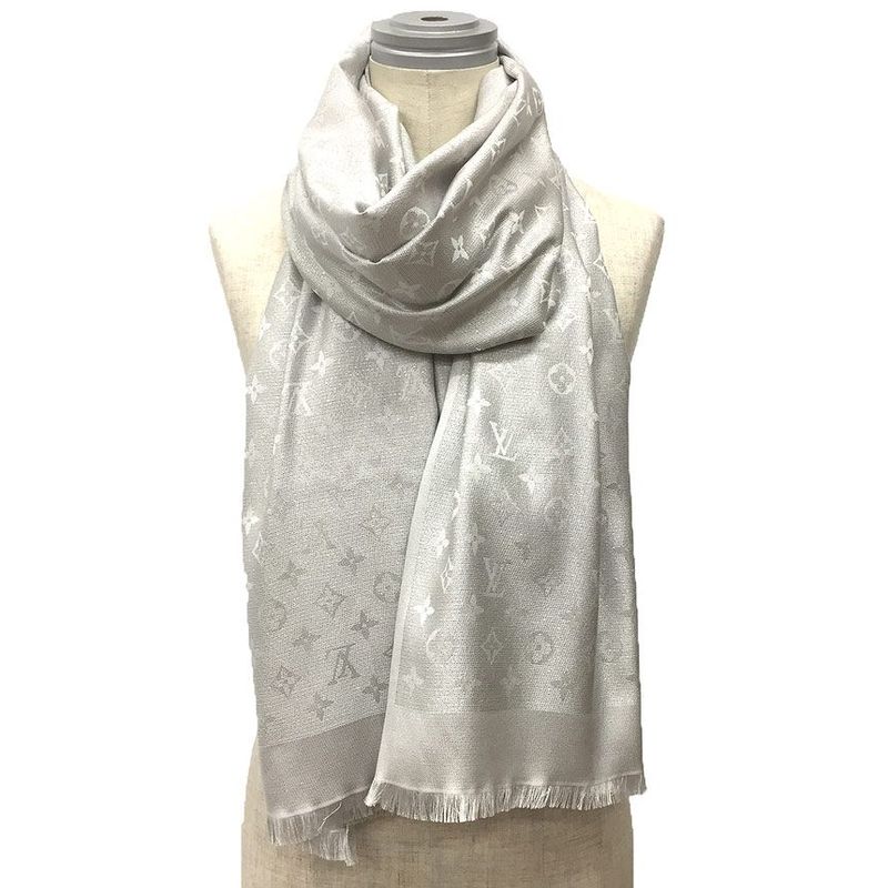 Louis Vuitton Monogram Shawl M75236 Shawl Silver Aq11961