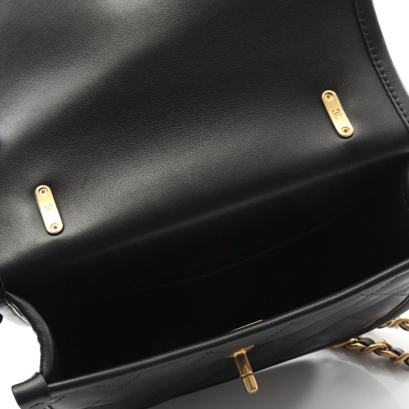 Chanel Shoulder Bag Matelasse As4850 Black Leather Matelasse Small Messenger