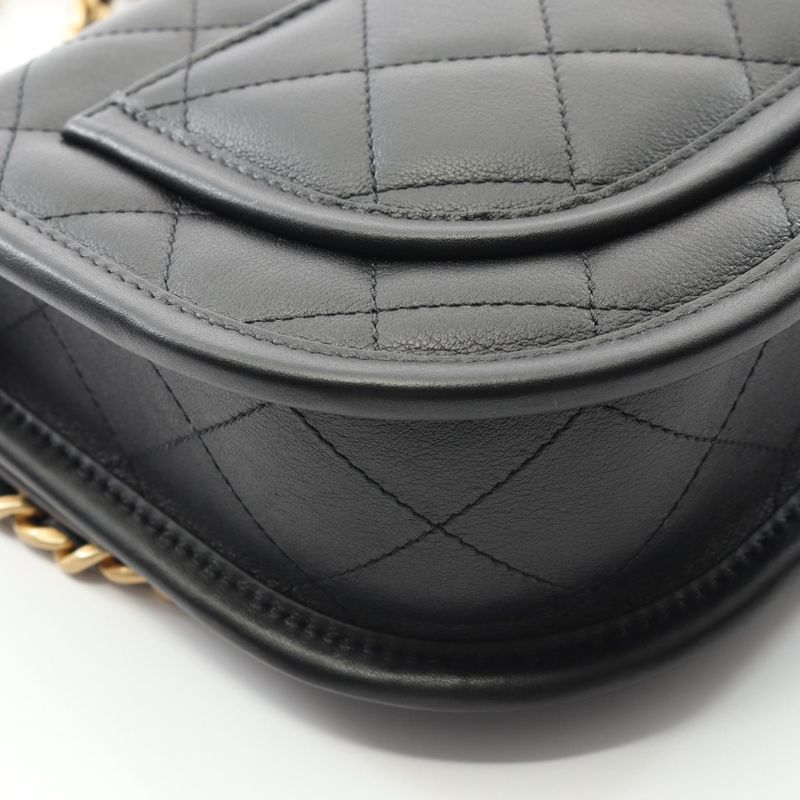 Chanel Shoulder Bag Matelasse As4850 Black Leather Matelasse Small Messenger