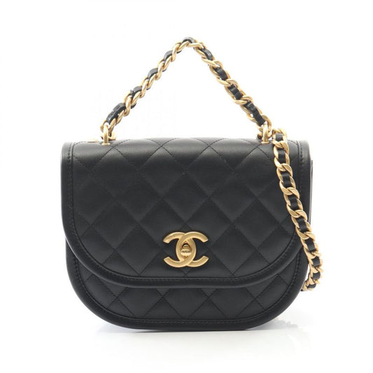 Chanel Shoulder Bag Matelasse As4850 Black Leather Matelasse Small Messenger