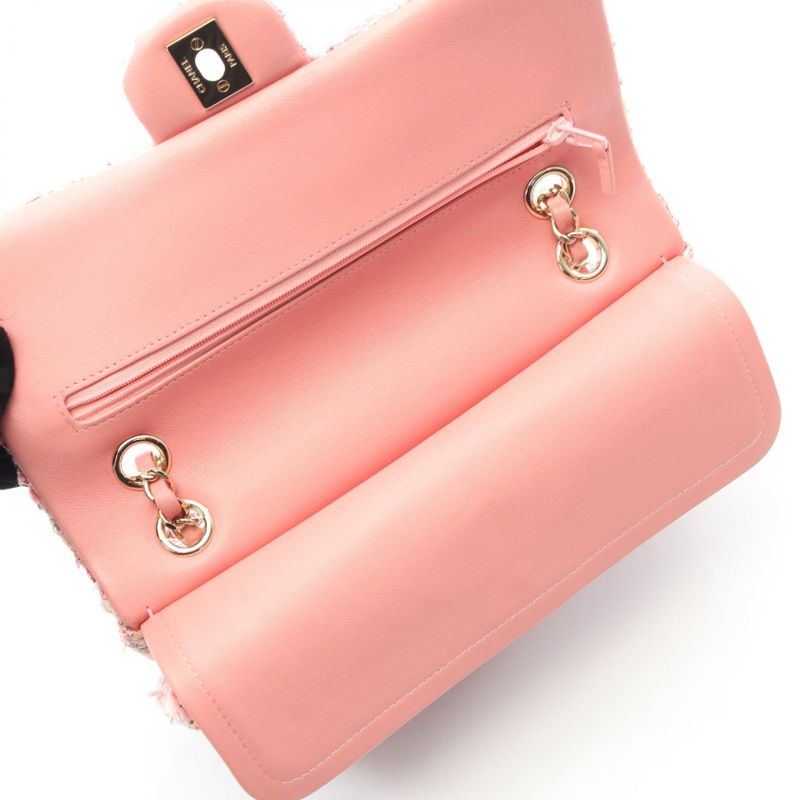 Chanel Shoulder Bag Matelasse W Flap Pink Fabric Matelasse Double Flap Chain