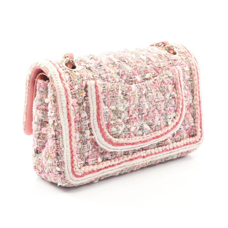 Chanel Shoulder Bag Matelasse W Flap Pink Fabric Matelasse Double Flap Chain
