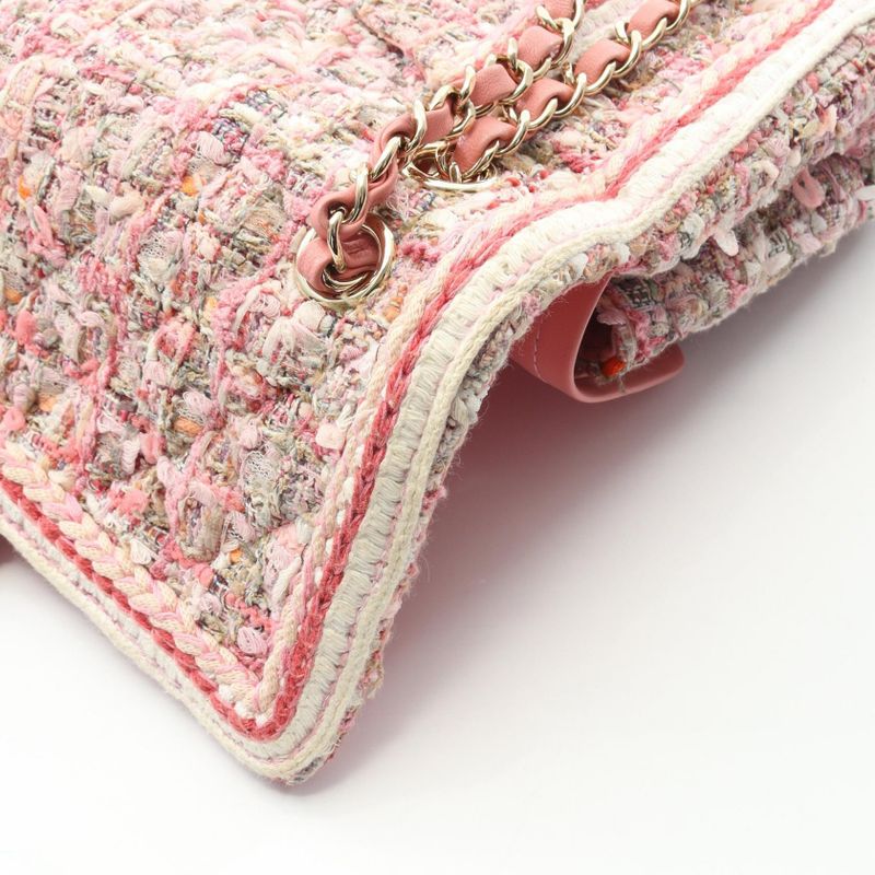 Chanel Shoulder Bag Matelasse W Flap Pink Fabric Matelasse Double Flap Chain