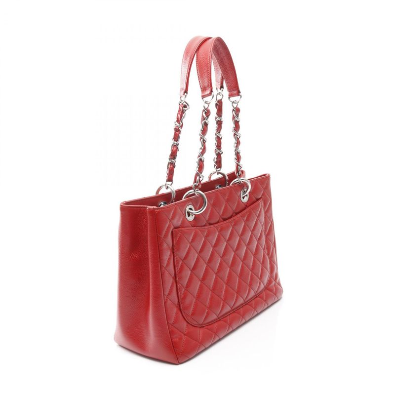 Chanel Tote Bag Matelasse Grand Shopping GST Red Calf Leather GST Chain Tote