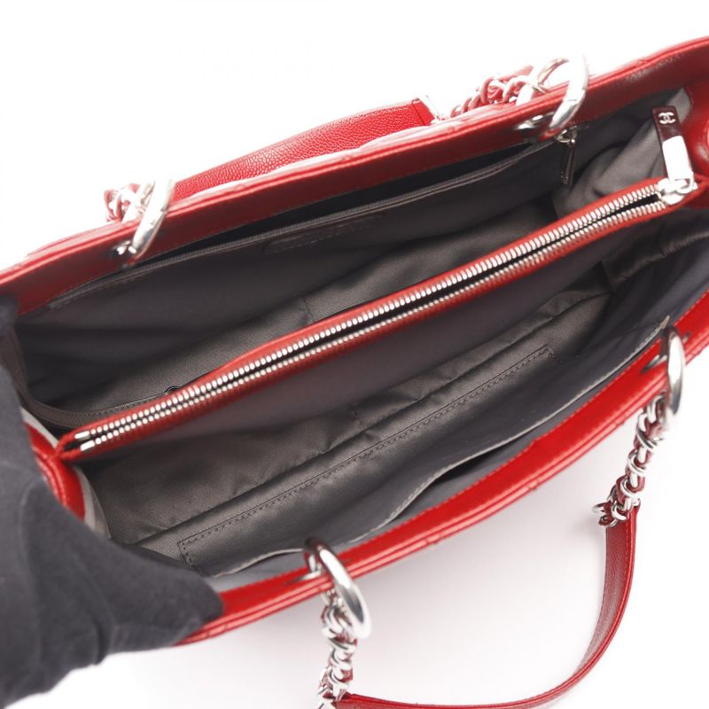 Chanel Tote Bag Matelasse Grand Shopping GST Red Calf Leather GST Chain Tote