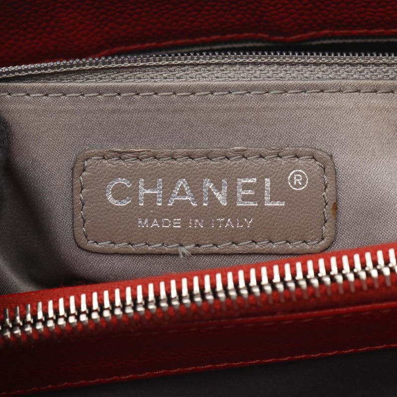 Chanel Tote Bag Matelasse Grand Shopping GST Red Calf Leather GST Chain Tote