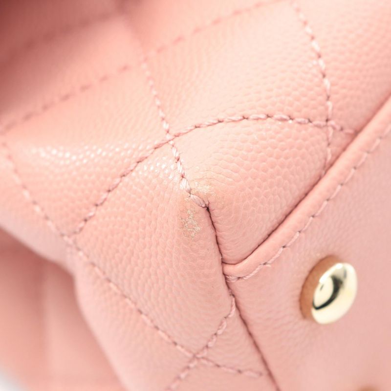 Chanel Handbag Coco Handle XXS Top Handle Pink Leather Calf Matelasse 2way