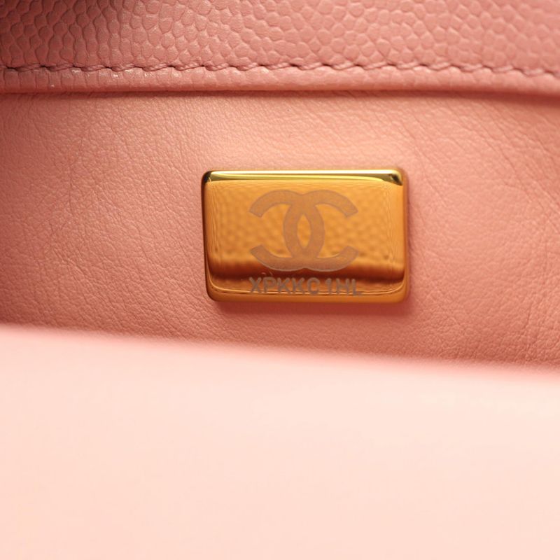 Chanel Handbag Coco Handle XXS Top Handle Pink Leather Calf Matelasse 2way