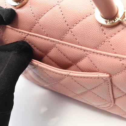 Chanel Handbag Coco Handle XXS Top Handle Pink Leather Calf Matelasse 2way