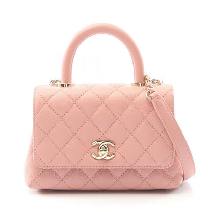Chanel Handbag Coco Handle XXS Top Handle Pink Leather Calf Matelasse 2way