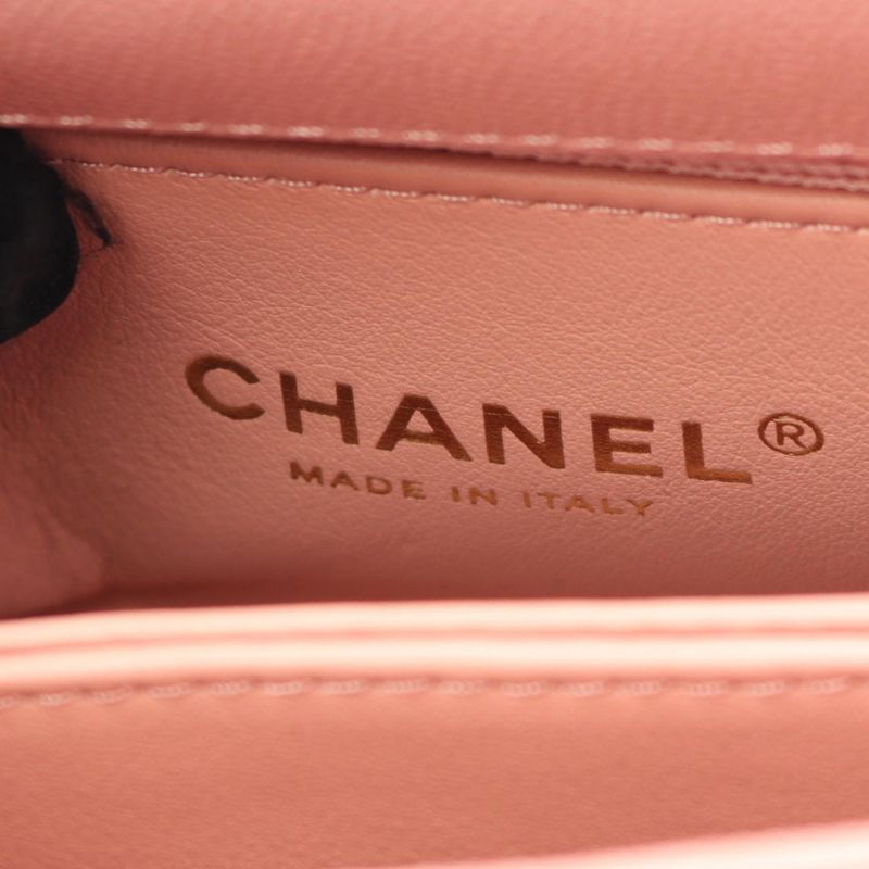 Chanel Handbag Coco Handle XXS Top Handle Pink Leather Calf Matelasse 2way