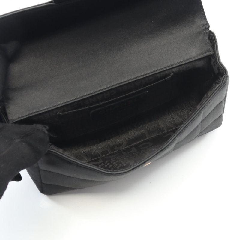 Chanel Shoulder Bag Chocobar Camellia Black Fabric Chocobar Mini Chain Shoulder