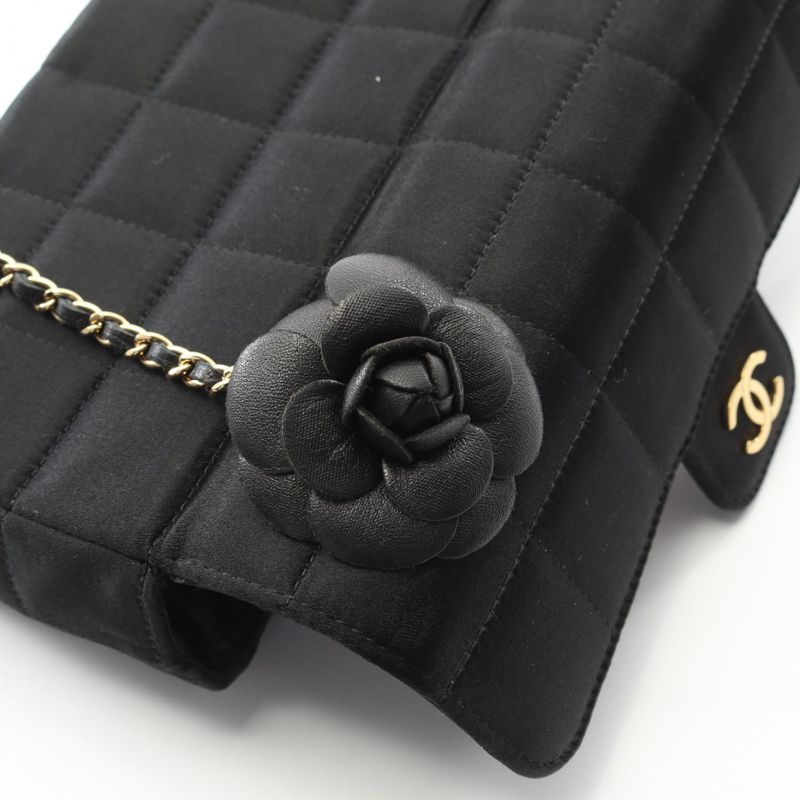 Chanel Shoulder Bag Chocobar Camellia Black Fabric Chocobar Mini Chain Shoulder