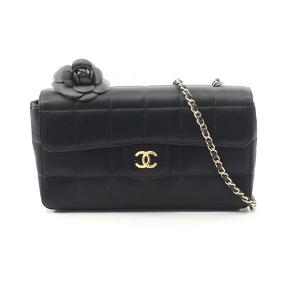 Chanel Shoulder Bag Chocobar Camellia Black Fabric Chocobar Mini Chain Shoulder