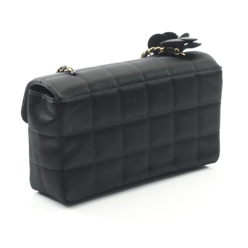 Chanel Shoulder Bag Chocobar Camellia Black Fabric Chocobar Mini Chain Shoulder