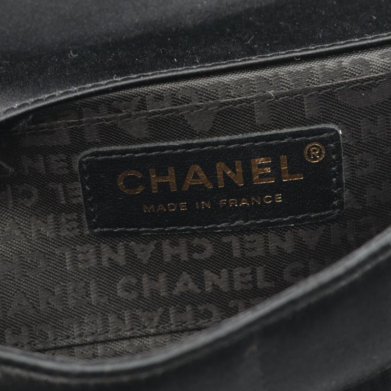 Chanel Shoulder Bag Chocobar Camellia Black Fabric Chocobar Mini Chain Shoulder