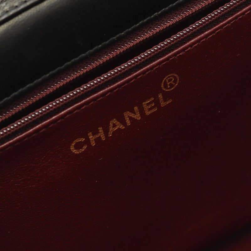 Chanel Shoulder Bag Matelasse Single Flap Black Lambskin Matelasse Push Lock