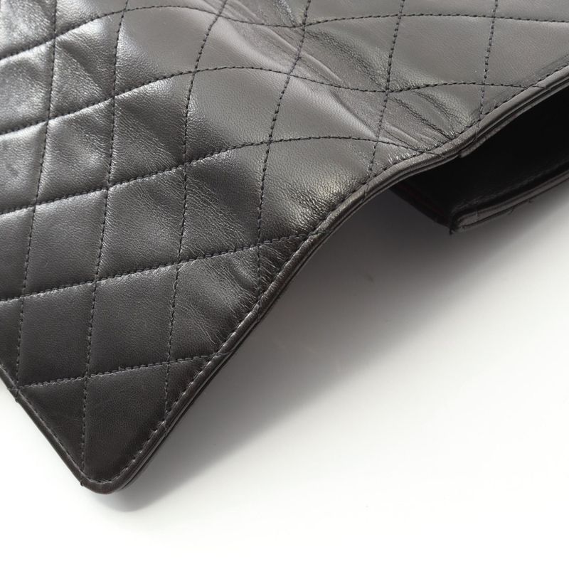 Chanel Shoulder Bag Matelasse Single Flap Black Lambskin Matelasse Push Lock