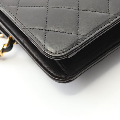 Chanel Shoulder Bag Matelasse Single Flap Black Lambskin Matelasse Push Lock