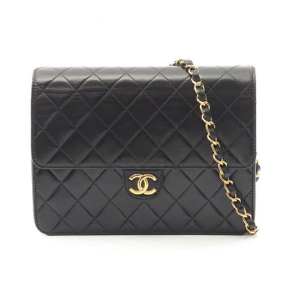Chanel Shoulder Bag Matelasse Single Flap Black Lambskin Matelasse Push Lock