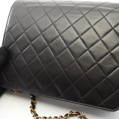 Chanel Shoulder Bag Matelasse Single Flap Black Lambskin Matelasse Push Lock