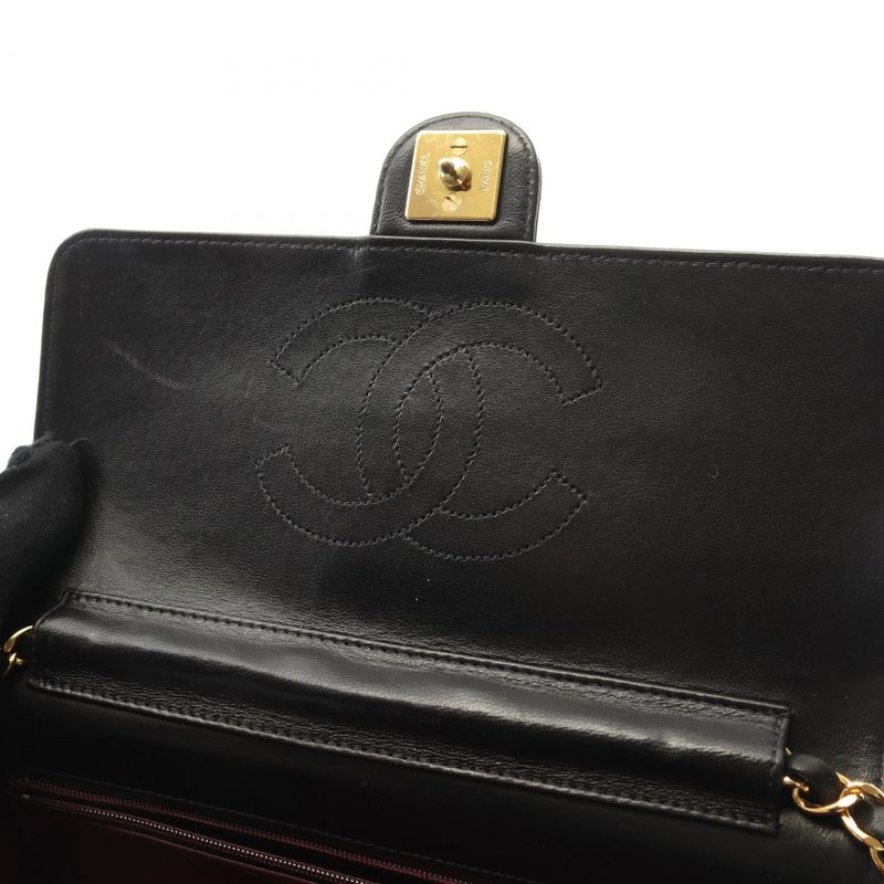 Chanel Shoulder Bag Matelasse Single Flap Black Lambskin Matelasse Push Lock